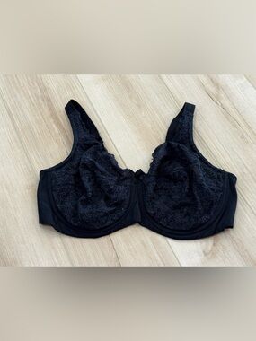 Elila 40F Black Lace Underwire Bra Full Coverage Support Plus Size